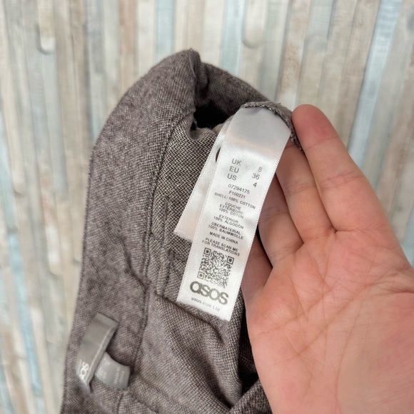 Asos 4 Pleated 100% Cotton Trouser Pant High Waisted Relaxed Wide Leg Minimalist - Picture 8 of 11